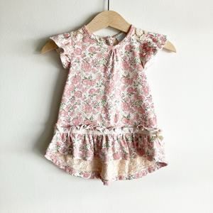 Edgehill Collection Baby Girls 6M Dress Short Sleeve Floral Print Lace Ruffle